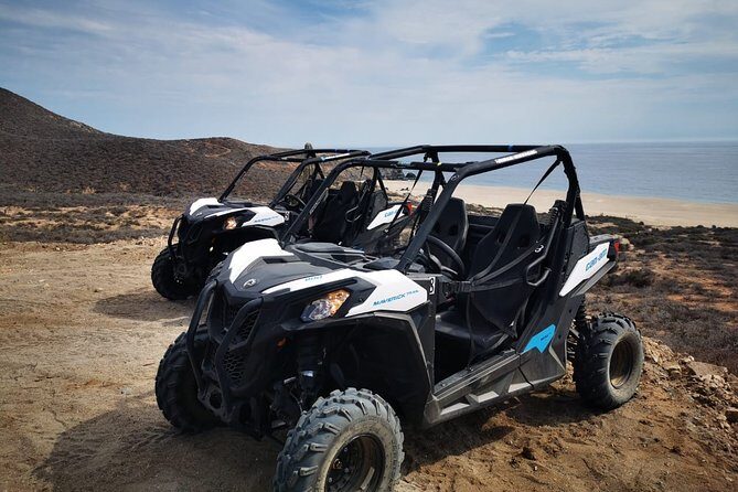 Combo Double Utv + Horses - Entering the Playa Migriño action: desert dunes, dry river beds, and Pacific views