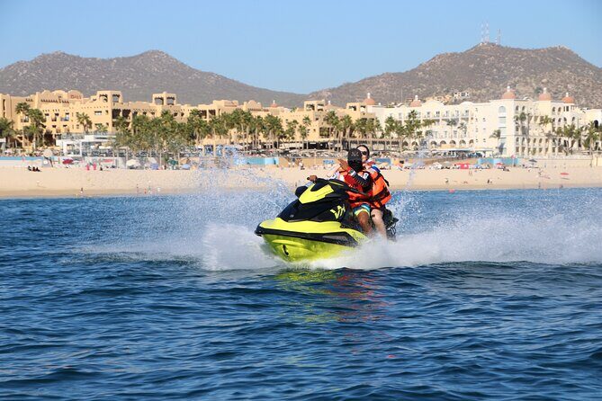 New Jetski Adventure in Cabo San Lucas Bay with Hotel Pickup 1hr - How the 1-hour jet ski loop over Cabo Bay actually feels